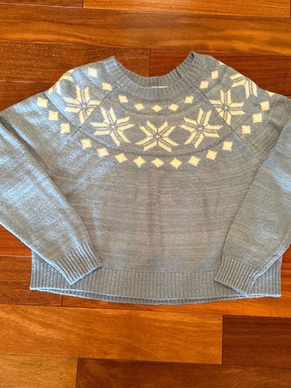 Copper Key Light Blue Crewneck Sweater with Cream Fair Isle Yoke